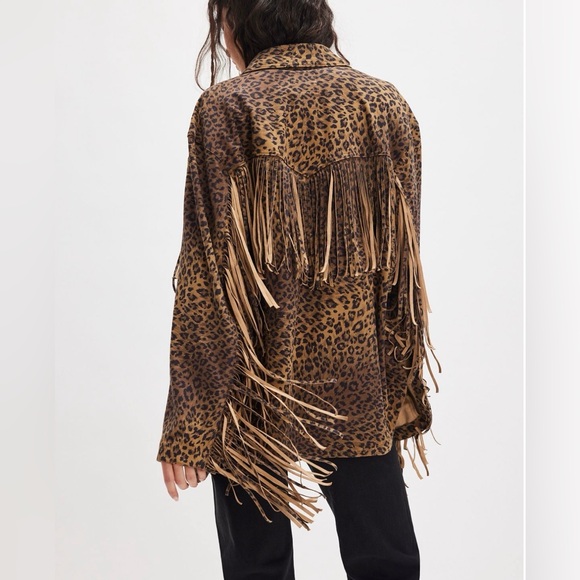 Free People Jackets & Blazers - Free People Fringe Out Leopard Print Jacket